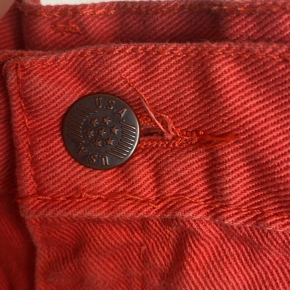 Vintage high rise red orange denim shorts - Picture 5 of 6